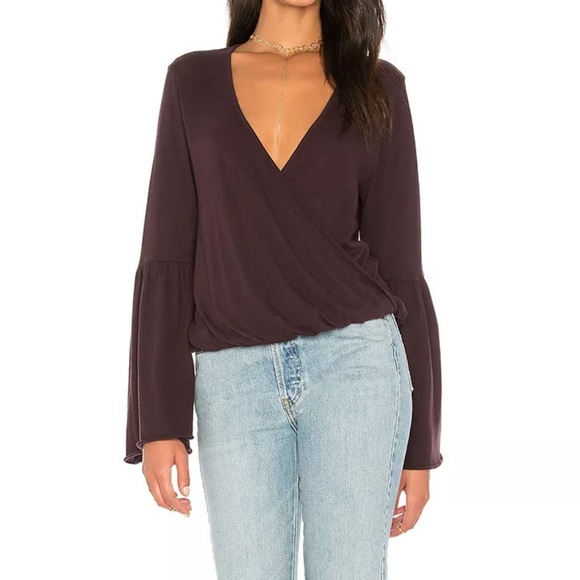 NWT Bloomingdales Cotton Jersey Surplice Top - Picture 1 of 4